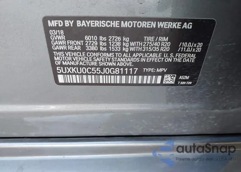 2018 BMW X6 Sdrive35I from USA, damaged, VIN 5UXKU0C55J0G81117